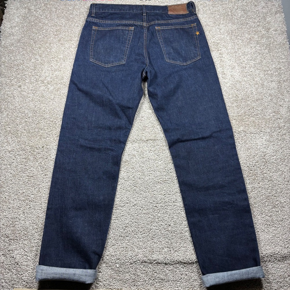 Brave Star Selvedge Mens 36 Straight Dark Indigo Raw Denim Jeans USA Made